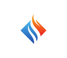 HVAC Logo - Heating and Cooling Symbol - Abstract Flame and Air Icon