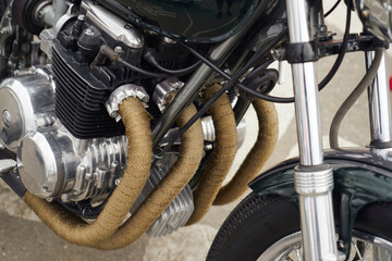 Fototapeta premium Image of an old motorcycle engine.