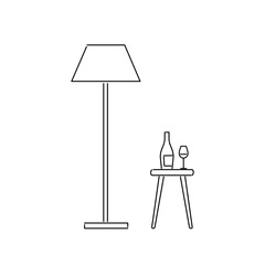 スタンドライトとスツールに置いたワイン