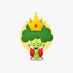 Cute broccoli character with king crown