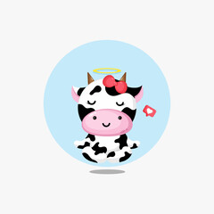 Cute cow doing yoga pose illustration icon