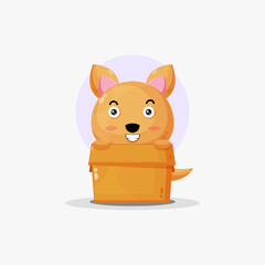 Cute kangaroo character in the box