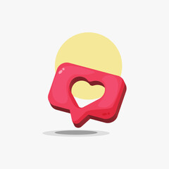 Obraz premium Heart shape social media notification icon design illustration