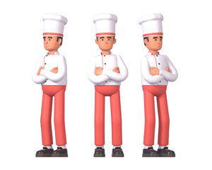 3d render of confident cook in white uniform