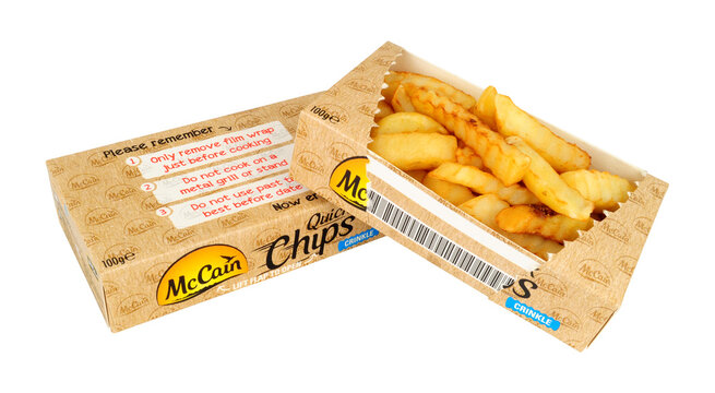 McCain individual microwavable crinkle quick chips boxes