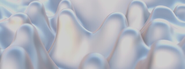 White rippled fabric background 3d render illustration