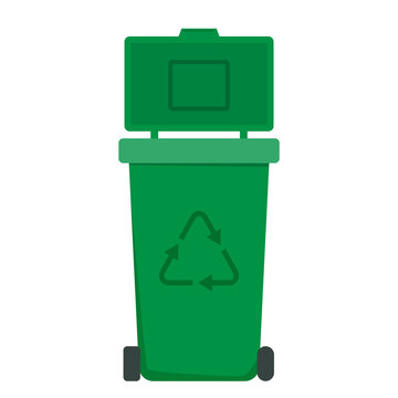 Bright Plastic Rubbish Bin with Recycling Sign