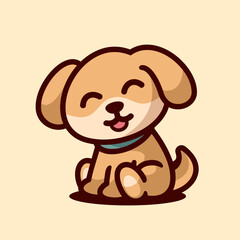 Cute dog mascot cartoon logo design, flat design style