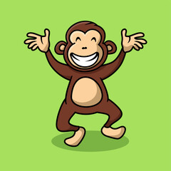 Monkey dancing cartoon character, flat design style