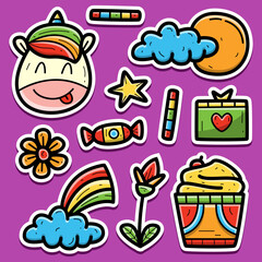 Cartoon doodle unicorn illustration design