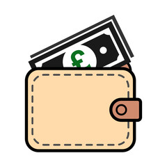 Wallet pound icon, finance flat symbol, economy deposit cash vector illustration sign