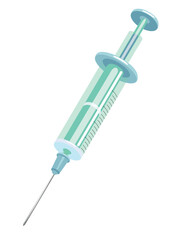 Syringe injector application with needle isolated on the white background