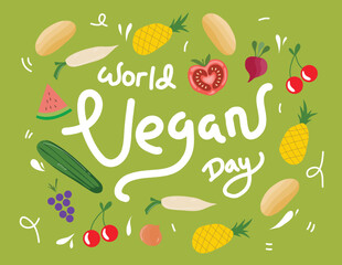 vegan day illustration food vector for vegetarian healthy food event 