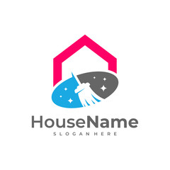 Clean House logo designs concept. Cleaning Service logo vector template.