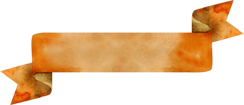 Watercolor brown banner. Hand painted banners isolated