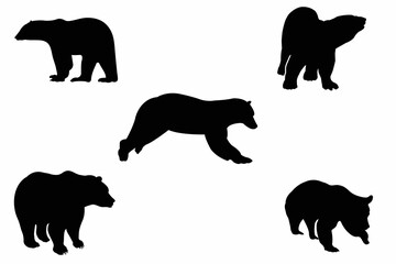 Bear Set Silhouettes, art vector design