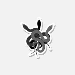 Black silhouette snake sticker icon isolated on white background