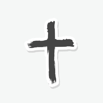 Christian cross sign sticker isolated on white background