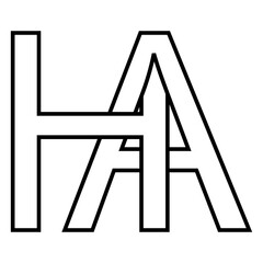 Logo sign ha ah icon, nft interlaced letters a h