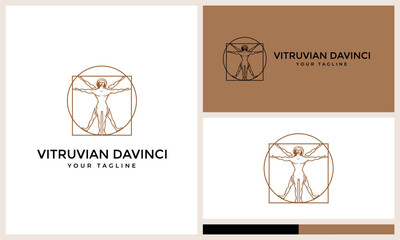 illustration of vitruvian da vinci - obrazy, fototapety, plakaty