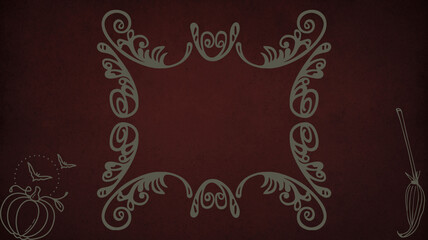 Halloween, trick or treat poster or party invitation background. illustration. Full moon, trees, flying witches, cat, pumpkin, place for text