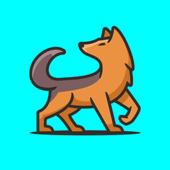 Wolf cartoon logo, flat design style