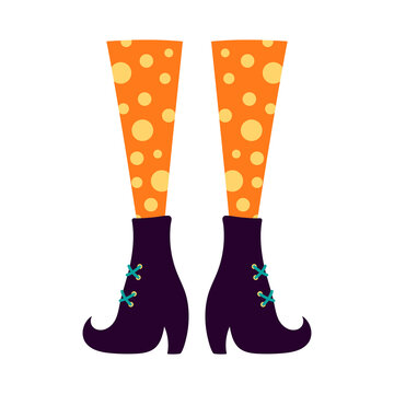 halloween vector illustration with cute witch legs