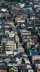 Fototapeta premium Greater Tokyo are dense buildings and houses at daytime.