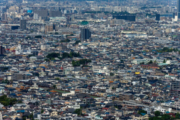 Fototapeta premium Greater Tokyo are dense buildings and houses at daytime.