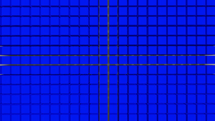 Draufsicht auf zahlreiche blaue Würfel nebeneinander auf einer Fläche als Symbol für Masse und Gleichheit