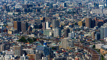 Fototapeta na wymiar Greater Tokyo are dense buildings and houses at daytime.