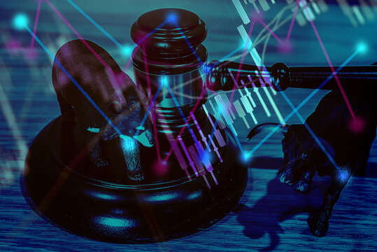 Stock market data on digital LED display. Fundamental and technical analysis with candle stick graph chart of stock market trading to represent about Bullish and Bearish point.