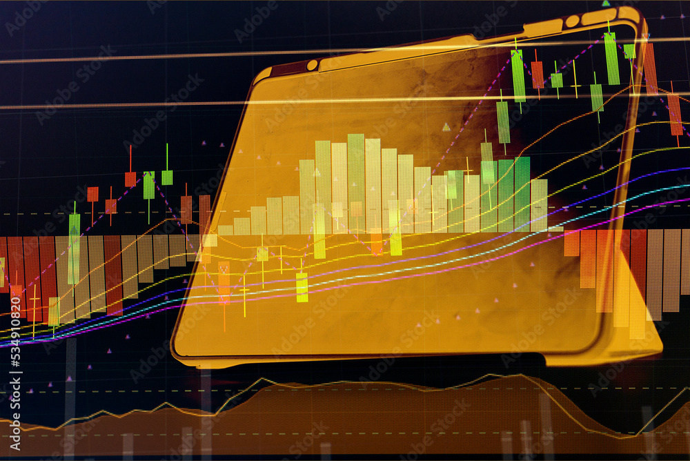 Aufkleber financial data in term of a digital prices on led display. a number of daily market price and quotat
