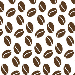 Coffee bean pattern, print silhouette seamless for cafe or coffee house