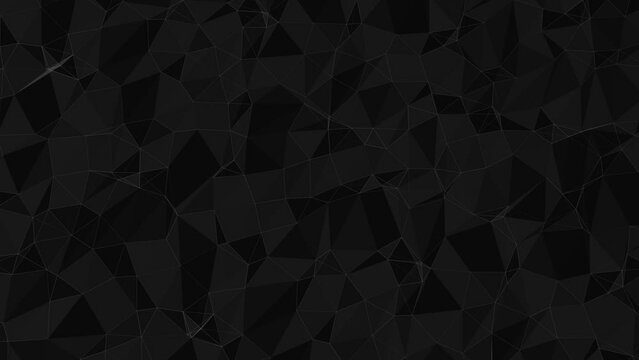 Corporate Low Poly Black background. dark Low poly business background. moving polygons over black textured background