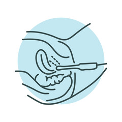 Gynecology ultrasound  color line illustration