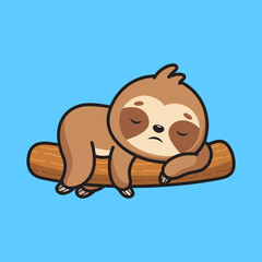 Cute sloth sleeping illustration © yellowline