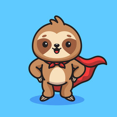 Cute sloth superhero illustration