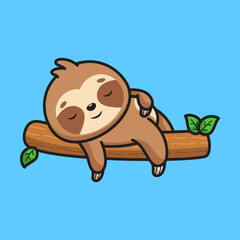 Cute sloth sleeping illustration