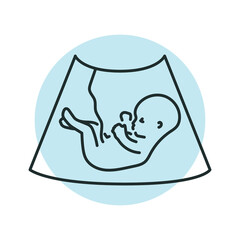 Ultrasound embryo color line illustration