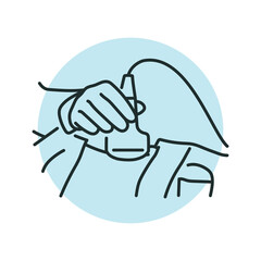 Abdominal ultrasound color line illustration