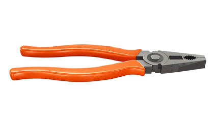 Pliers with orange plastic handles on a white background. 3d rendering.