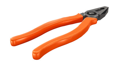 Obraz premium Pliers with orange plastic handles on a white background. 3d rendering.