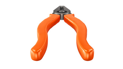 Pliers with orange plastic handles on a white background. 3d rendering.