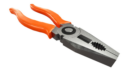 Pliers with orange plastic handles on a white background. 3d rendering.