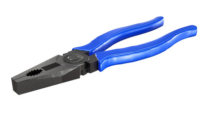Pliers with orange plastic handles on a white background. 3d rendering.
