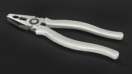 Obraz premium Pliers with plastic handles on a Black background. 3d rendering.