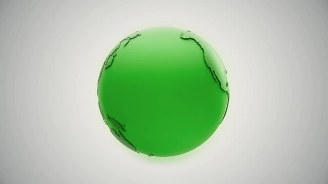 3d Green Globe over white gradient background. 3d green color globe