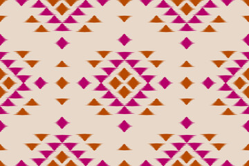 Ethnic ikat seamless pattern in tribal. Aztec geometric ethnic ornament print. Ikat pattern style. Design for background, wallpaper, illustration, fabric, clothing, carpet, textile, batik, embroidery.