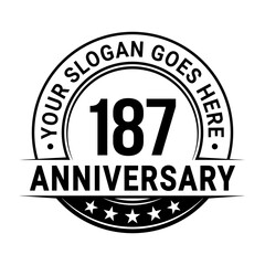 187 years anniversary logo design template. Vector illustration